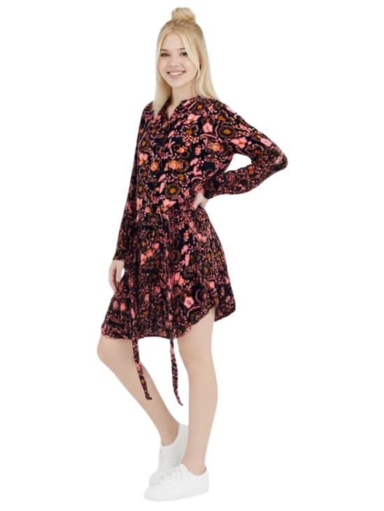A.L.C. Dresses & Skirts - A.L.C. Liza 100% Silk Mini Dress Black Pink Multi Floral Shirt Dress EUC Size 0